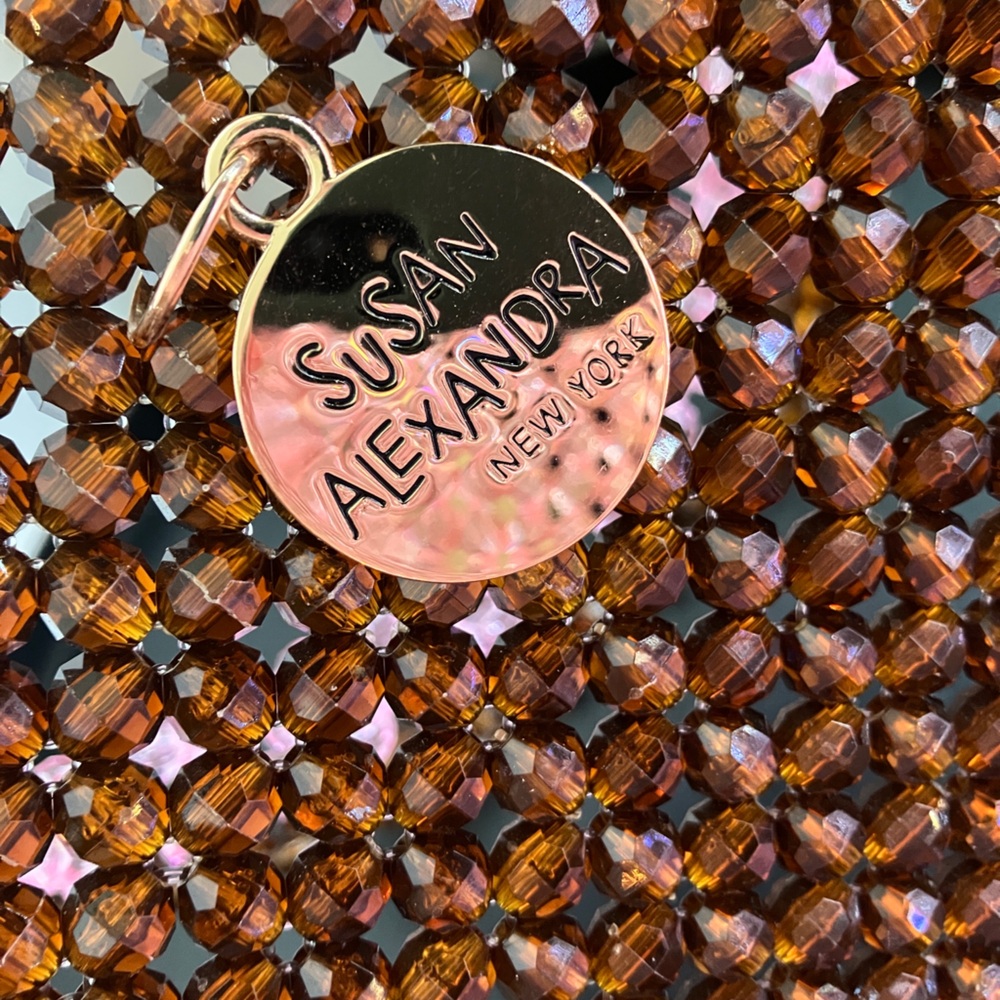 Susan Alexandra Pink and Root Beer Beaded ‘Merry’ Jumbo Tote Bag 💕🤎 - Picture 5 of 11